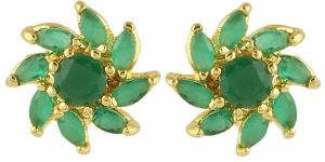 Ethnic Green American Diamond Traditional Stud Earrings