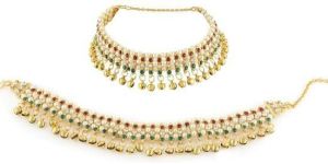 Crystal Faux Pearl Kundan Wedding Bell Charms Bridal Anklet