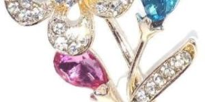 Indian Bollywood Crystal Floral Bridal Wedding Brooch Badge Pin