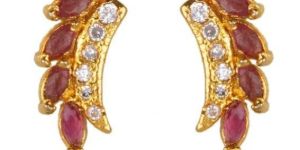 Indian Bollywood Designer Gold Plated Traditional CZ Stud Earrings Jewelry for Women