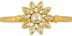 Indian Bollywood Floral Kundan Crystal Wedding Bridal Open Cuff Bangle