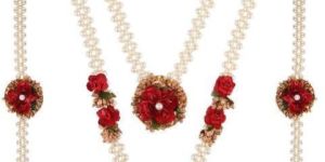 Women Haldi Mehandi Baby Shower Wedding Flower Jewelry Set
