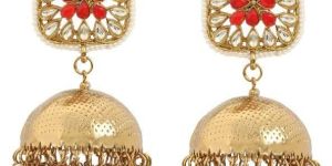 Women Antique Crystal Kundan Peacock Jhumka Earrings