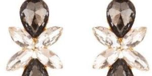 Indian Jewelry Bollywood Crystal Black Floral Dangle Drop Earrings