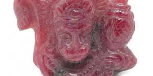 Natural Unheated Certified Carved Ruby Carving Lord Hanuman Idol 77 CT