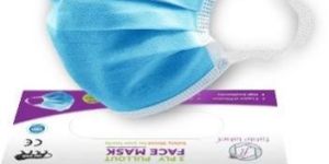 3 Ply Mask with Meltblown, Inbuilt Nose pin and Ultra-soft Non-woven Lycra Earloop. Pack of 50 Piece.