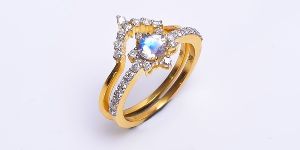 Moonstone Diamond Engagement Ring