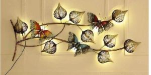 Metal Butterfly on Leaf Wall Art