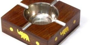 Sheesham Wood & Brass Ashtray