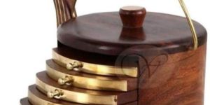 Wooden Coaster with Brass Inlay