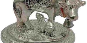 White Metal Cow Statue