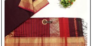 Maheshwari Dark Magenta Half Chatai Border Saree