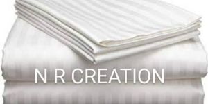 COTTON 300 TC STRIPE WHITE BED SHEET