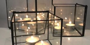 Metal Frame Glass Candle Box