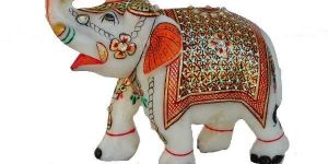 Marble Rajasthani Elephant Statue