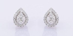 Natural Diamond Pear Illusion 14K White Gold Studs