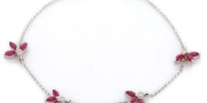 Precious Ruby with Diamond 18K White Gold Bracelet