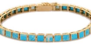 Precious Turquoise Adjustable 18K Yellow Gold Bracelet