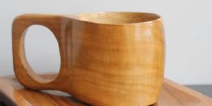 Teak Wooden Cup & Saucer Set