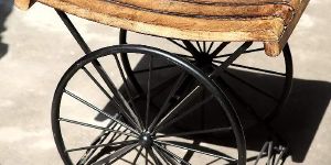 Wrought Iron Wooden Bedside Table