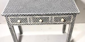 Bone Inlay 3 Drawer Console Table