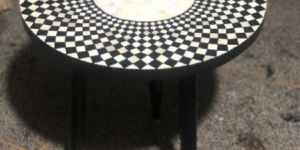 Bone Inlay Side Table with Mild Steel Legs