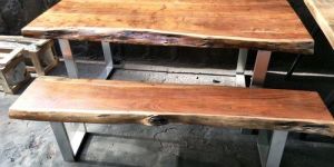 Live Edge Dining Table and Bench Set