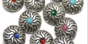 German Silver Stone Beads