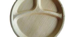 3 Compartment Round Areca Leaf Plate