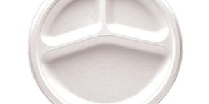 3 Compartment Round Bagasse Plate