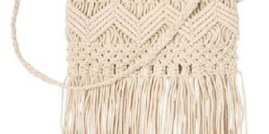 White Cotton Vintage Macrame Side Bags