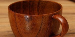 NATURAL SHEESHAM WOOD CUP AND GLASS