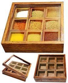 NEW NATURAL WOODEN MASALA BOX