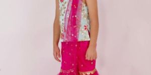 Girls Net Top and Sharara Set