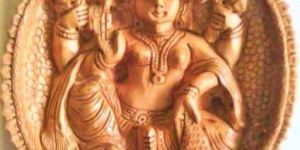 Wooden Carving Plate Ganesh Statue