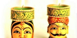 Wooden Hand Painted Candle Stand