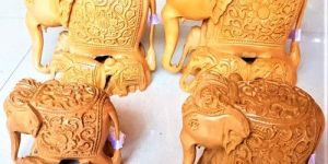 Wooden Shikar Elephant Statue