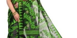 Green Handloom Dhakai Jamdani Saree