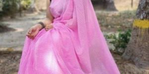 Zari Pink Stripes Cotton Saree