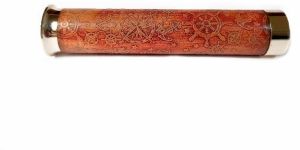 A.A.Nauticals Vintage Nautical Maritime Brass Kaleidoscope( Flat Cylinder, Gift Item, 7 Inch) (Orange Leather)