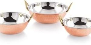 Copper Rajwadi Kadai 3 Pcs Set