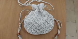 White Beaded Potli Bag