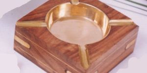Wood Brass Ashtray