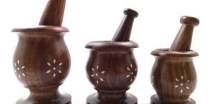 WOODEN MORTAR PESTLE