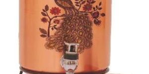 Peacock Design Printed Copper Dispenser Set