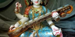 Multicolor Marble Saraswati Mata Statue