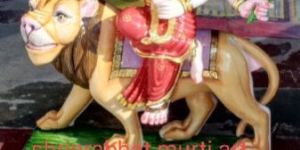 Multicolor Marble Sherawali Mata Statue