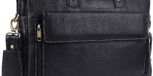 Genuine Leather Black Laptop Messenger Bag