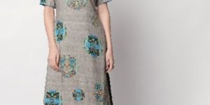 Multi Colour Floral Print Rayon Fabric Grey