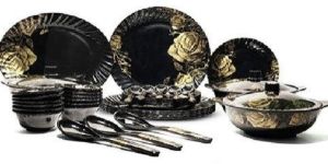40 Piece Black Melamine Dinner Set